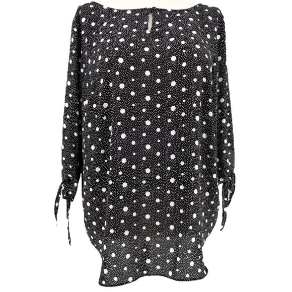 Talbots Plus Top Womens 2X Black White Polka Dot 3/4 Tie Sleeves EUC - Picture 1 of 9